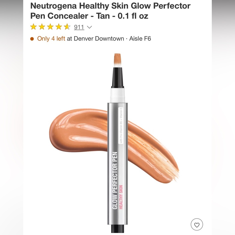 🔴 4/$15 Neutrogena® Healthy Skin Glow Perfector Concealer Pen in Tan, 0.1 OZ